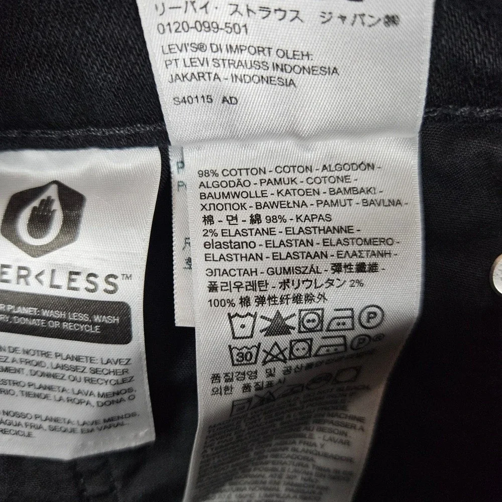 Levis Slim Fit‎ Jeans Mens 34x32 Black Stretch Denim Dark Wash